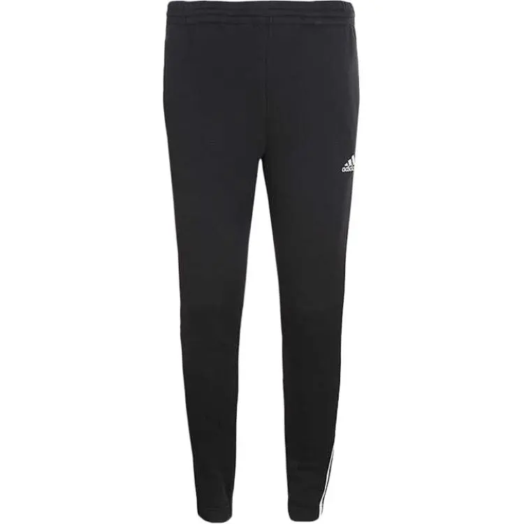 Adidas Knitted Fabric Fleece Lined Cuffed Retro Sports Pants Knitted Sweatpants Men's Black
