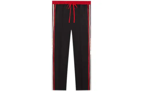 GUCCI Knitted Sweatpants Men's Black Moderate Straight Fit Pants