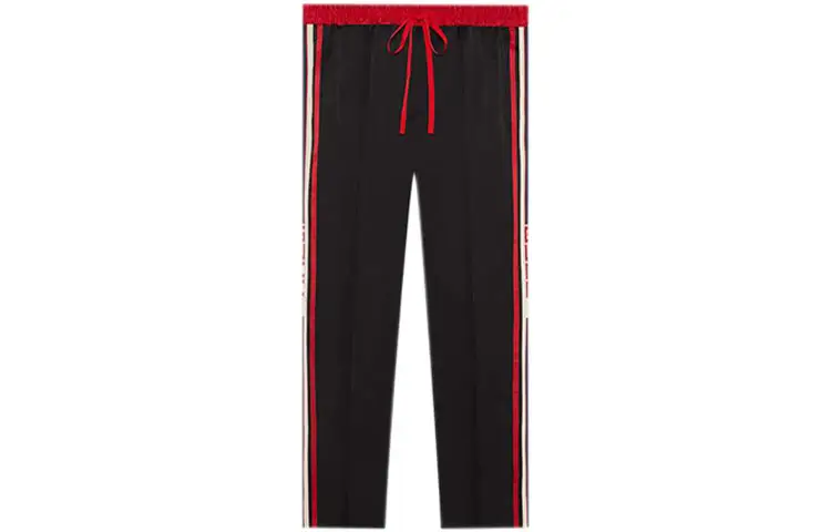 GUCCI Knitted Sweatpants Men's Black Moderate Straight Fit Pants