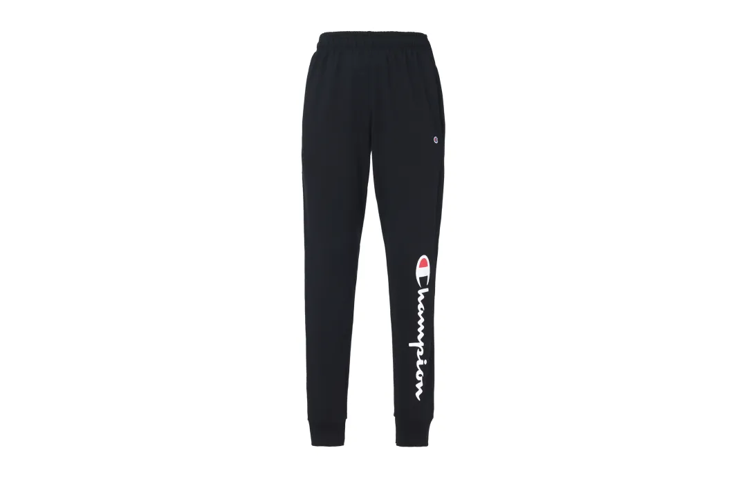 Champion Script Logo Elastic Cuff With Fleece Knitted Sweatpants Unisex Black