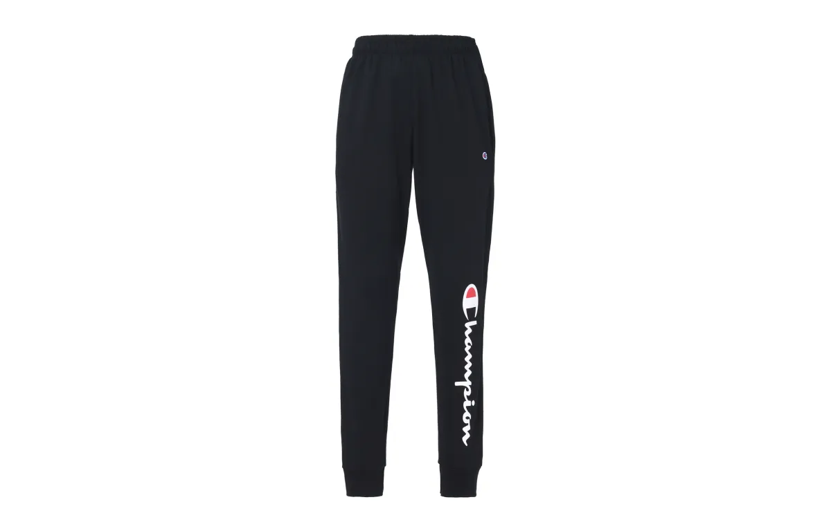 Champion Script Logo Elastic Cuff With Fleece Knitted Sweatpants Unisex Black