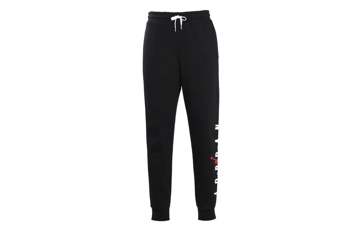 Jordan Air Letter Print Fleece Lined Casual Cuffed Long Knitted Sweatpants Men's Black
