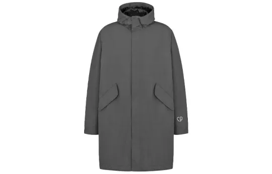 DIOR Quarterly New Products Parka Coats Men's Gray Hooded Moderate