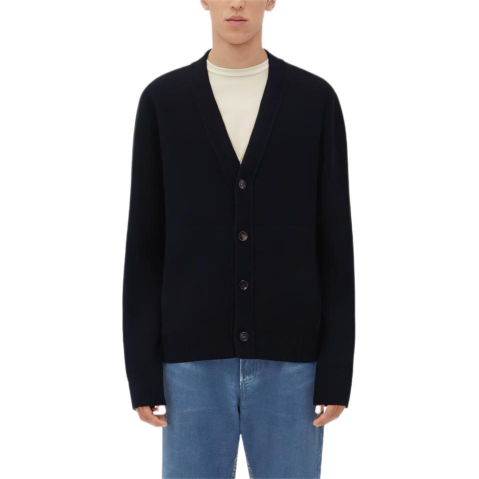 Bottega Veneta Intrecciato Leather Patch Embellished Cardigan