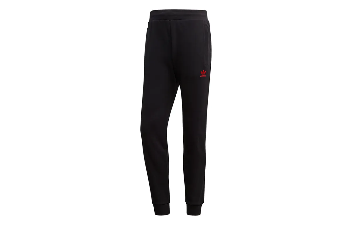 Adidas Originals Trefoil Knitted Sweatpants Men's Black Moderate Cuffed Pants