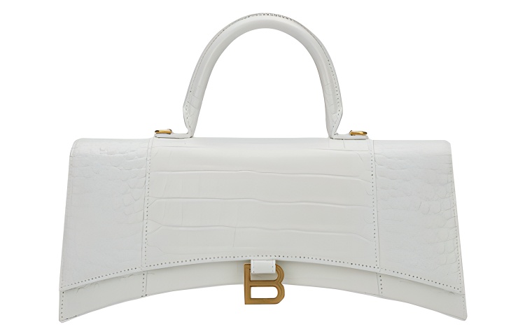 Balenciaga Balenciaga hourglass flap embossed cowhide hourglass handbag small women's white