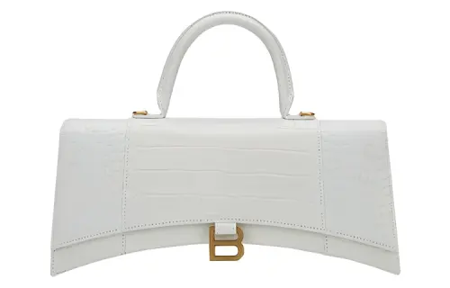 Balenciaga Hourglass Cow Leather Hourglass Handbag Small Women's White