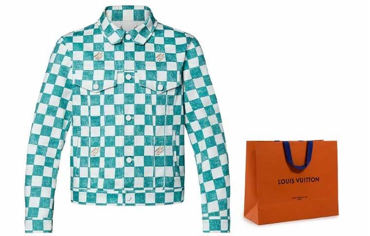 Мужская куртка Louis Vuitton из денима (зеленая) — фото 6