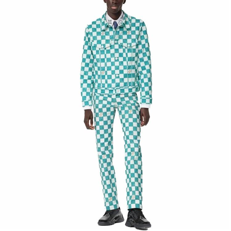 Мужская куртка Louis Vuitton из денима (зеленая) — фото 2