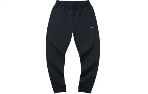 Li Ning Knitted Sweatpants Men's Black Moderate Cuffed Pants