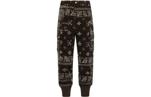 EVISU Knitted Sweatpants Men's Black Moderate Cuffed Pants