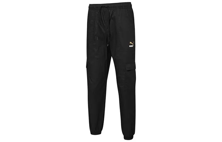 PUMA Knitted Sweatpants Men's Black Moderate Cuffed Pants
