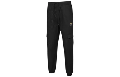 PUMA Knitted Sweatpants Men's Black Moderate Cuffed Pants