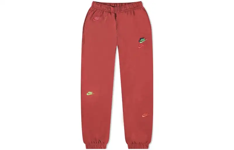 Nike Knitted Sweatpants Men's Red Moderate Cuffed Pants