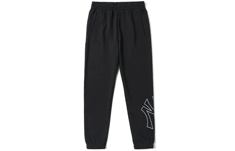 MLB Base Logo Knitted Sweatpants Unisex Black Moderate Cuffed Pants