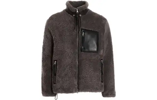 LOEWE Leather Jacket Men's Gray Brown