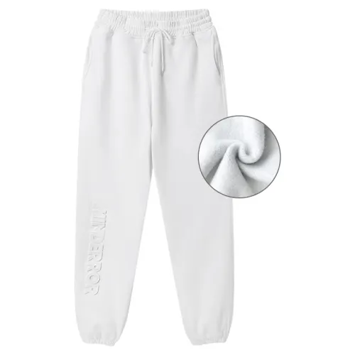 MIND ERROR Lace Up Drawstring Loose Fit Basic Fleece Lined Elastic Cuff Thickened And Fleece Lined Casual Pants Winter