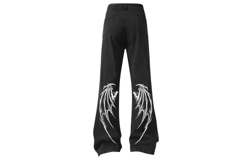 JEANSWEST Retro base wear-resistant travel sports jeans for men and women, American style, mid rise, loose straight fit