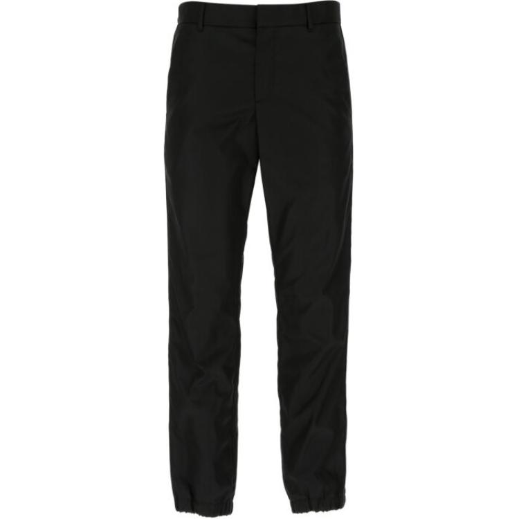 PRADA Knitted Sweatpants Men's Black Moderate Cuffed Pants