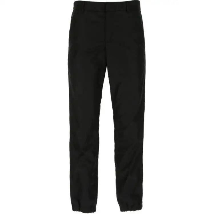 PRADA Knitted Sweatpants Men's Black Moderate Cuffed Pants