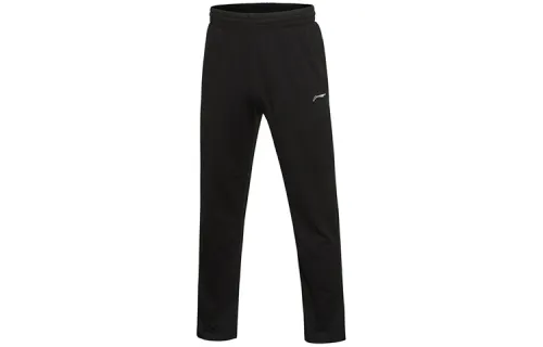 Li Ning Knitted Sweatpants Men's Black Moderate Straight Fit Pants
