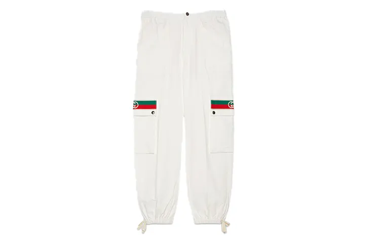 GUCCI Casual Pants Men's White Moderate Cuffed Pants