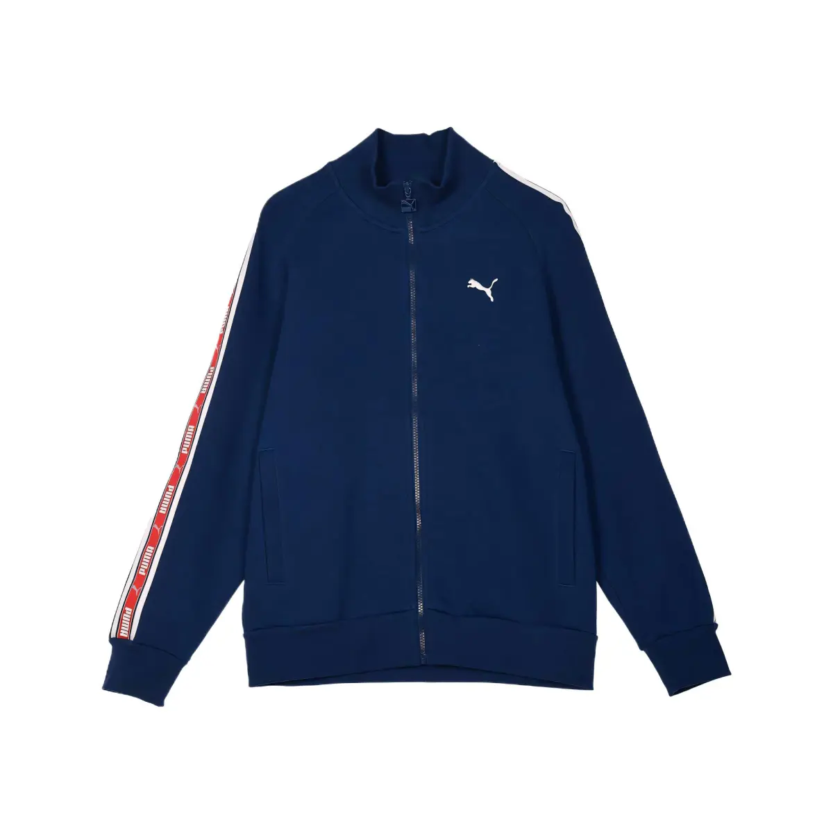 PUMA Jackets Unisex Navy Blue Stand Collar Moderate Straight Fit