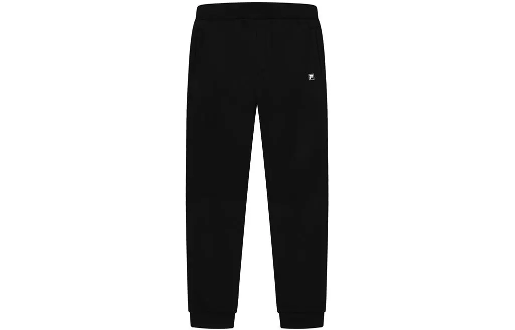 FILA Knitted Sweatpants Men's Black Thickened Straight Fit Pants