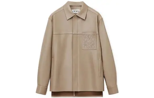 LOEWE Parka Coats Men's Brown Lapel Moderate