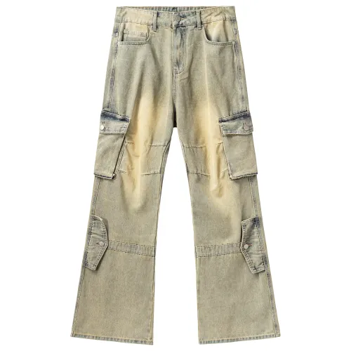 XINYINSU Jeans Unisex Yellow Mud