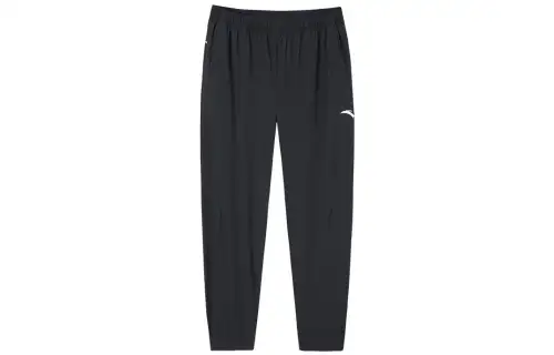 ANTA Knitted Sweatpants Men's Black Moderate Cuffed Pants
