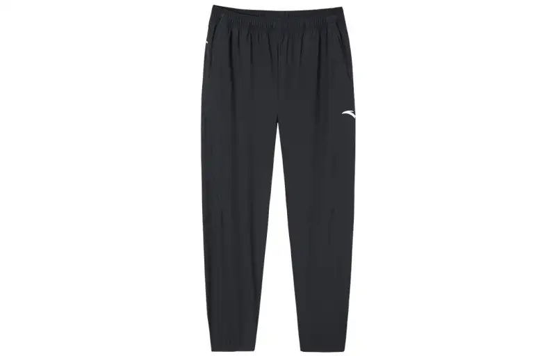 ANTA Knitted Sweatpants Men's Black Moderate Cuffed Pants