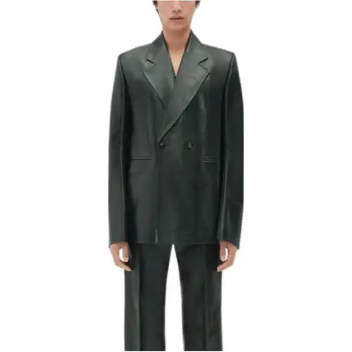 Bottega Veneta SS23 Leather Jacket Men's Dark Green