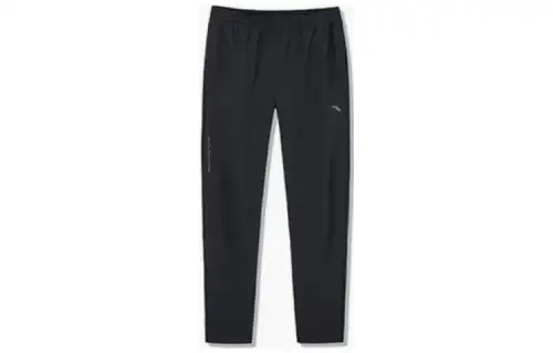 ANTA Knitted Sweatpants Men's Black Moderate Cuffed Pants