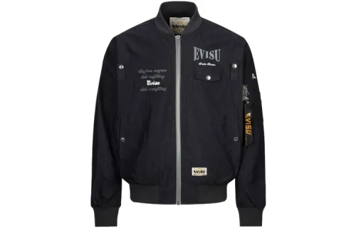EVISU Jackets Men's Navy Blue Baseball Collar Moderate Other