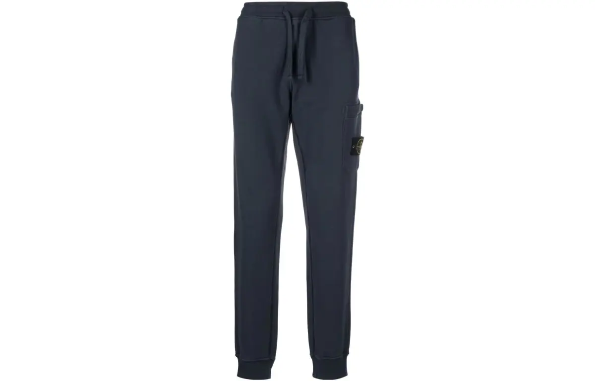 STONE ISLAND Knitted Sweatpants Men's Blue Moderate Cuffed Pants