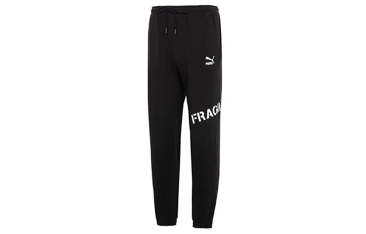 PUMA CLASSICS Knitted Sweatpants Men's Black Moderate Cuffed Pants