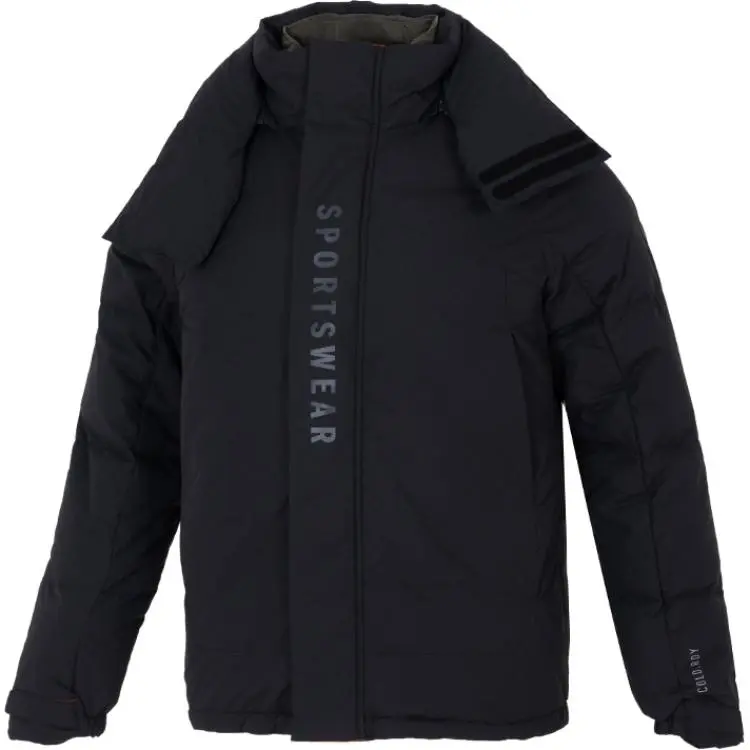 Adidas Down Jackets Men's Black Hooded Moderate Down Jacket
