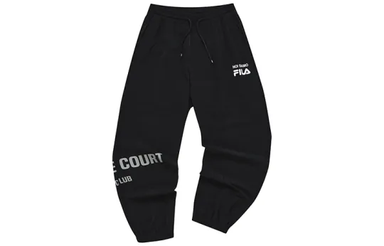 FILA FUSION Knitted Sweatpants Men's Pitch Black Moderate Cuffed Pants