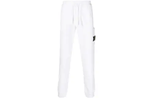 STONE ISLAND Knitted Sweatpants Men's White Moderate Cuffed Pants