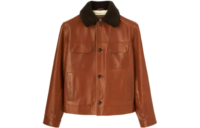 Loro Piana Leather Jacket Men's Little Cow Brown