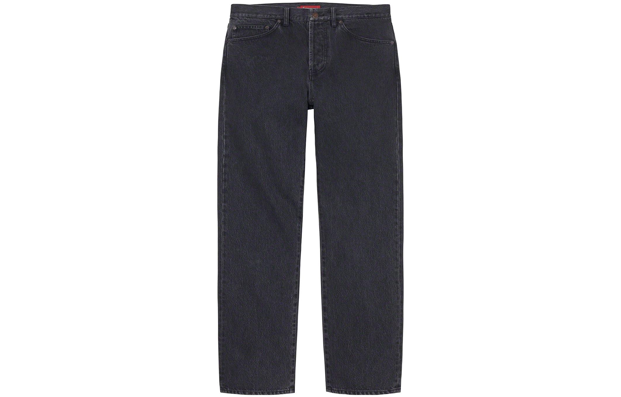 Supreme SS23 Spring and Summer Series SS23 Week 1 STONE WASHED BLACK SLIM JEAN Stone washed fit American trendy jeans, same style for men and women, black