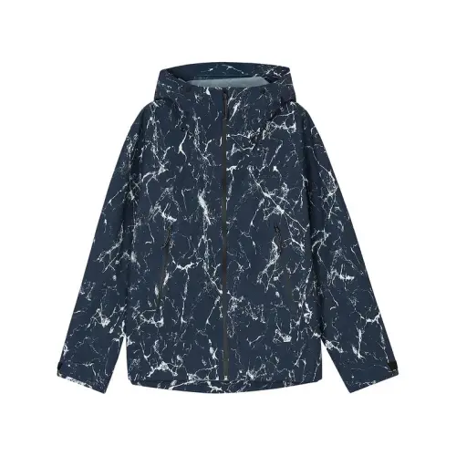 Skechers Wilderness Outdoor Collection Jacket Men's Navy Blue With Water Pattern All Over Print