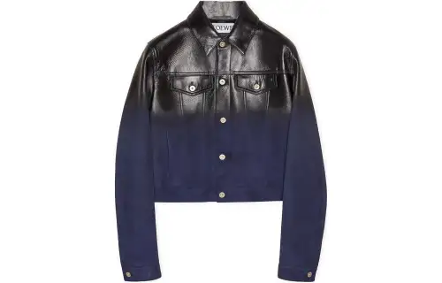 LOEWE SS24 Leather Jacket Men's Dark Marine Blue