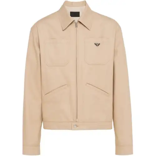 PRADA Triangle-Logo Zipped Denim Jacket
