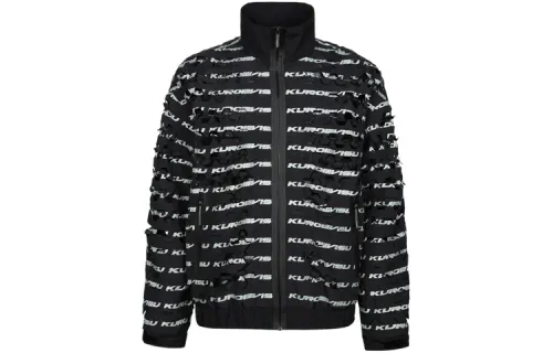 EVISU Jackets Men's Black All Over Print Turtleneck Moderate Other