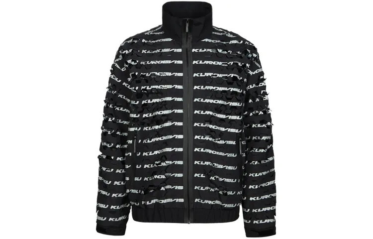 EVISU Jackets Men's Black All Over Print Turtleneck Moderate Other