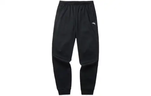 ANTA Knitted Sweatpants Men's Black Moderate Cuffed Pants