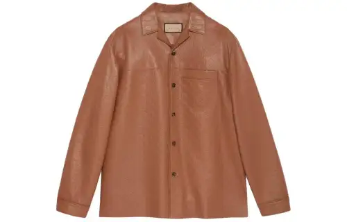 GUCCI Gg Supreme Leather Shirt Jacket