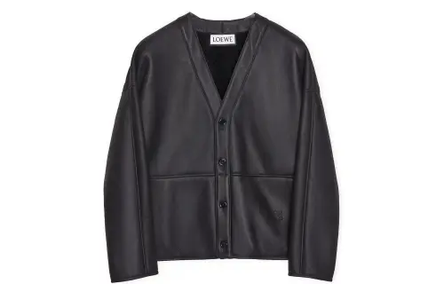 LOEWE SS24 Leather Jacket Men's Marine Blue